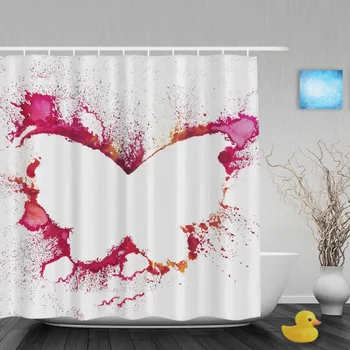 

Pink Butterfly Art Print Bathroom Shower Curtains Pigment Splash Home Decor Shower Curtain Waterproof Ployster Fabric With Hooks