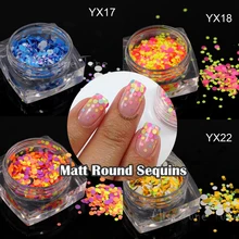 2g/Box Mixed Size 1mm2mm3mm Colorful Nail Glitter Sequins Decals Round Matt Color 3D Nail Art Decorations