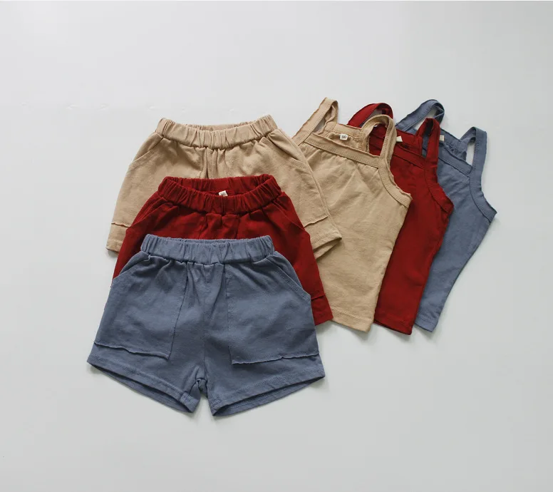 

Summer Korean Kids Girls Boys Sets Casual Clothings Vest&shorts Fashion Korean Clothings Sets