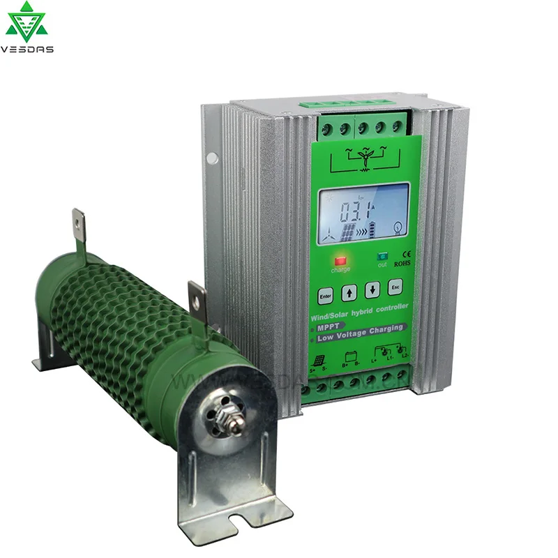 

1100W MPPT Wind Solar Hybrid Booster Charge Controller,12/24V Auto Match for Wind Turbine 600W and Solar Panel 500W 400W 300W