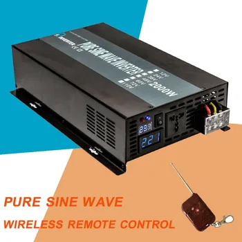 

Pure Sine Wave Inverter Power 2000W 24V DC to 220V AC Solar Panel Inverter Converter 12V/24/48V to 120V/230V/240V Remote Control