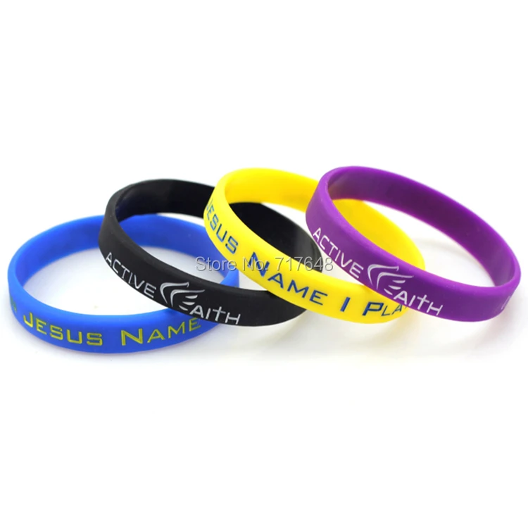 200pcs IN JESUS NAME I PLAY wristband silicone bracelets rubber cuff