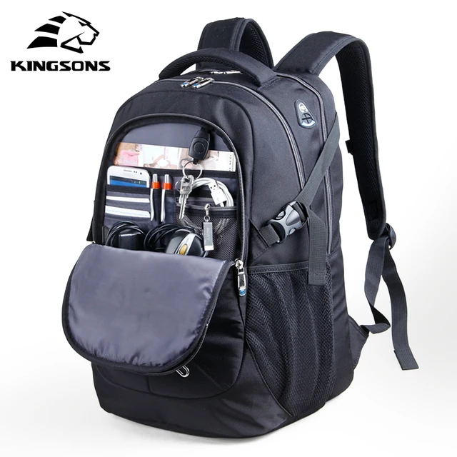 Cheap Kingsons 15.6 inch Shockproof Men Laptop Backpacks Male Bag Large Capacity Wear-resistant School Bags Business Travel Backpacks 