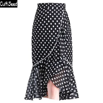 

Cultiseed 2019 Women Summer Skirt Women Dot Print Ruffles Skirt Clothes Plus Size Skirt for Ladies Female Party Skirts