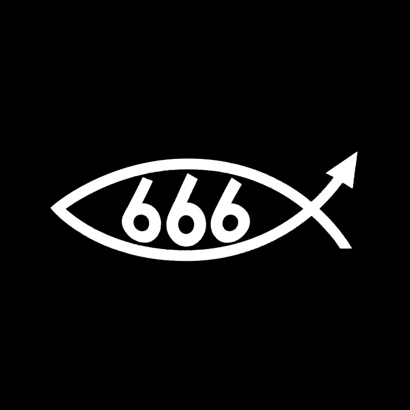 YJZT 16 3 см * 5 8 забавная 666 рыба креативная наклейка для автомобиля черная