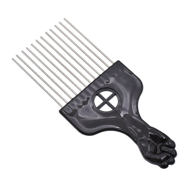 Mayitr 3 Size Black Fist Afro Metal Comb African Hair Pik Comb Brush Salon Hairdressing Hairstyle Styling Tool