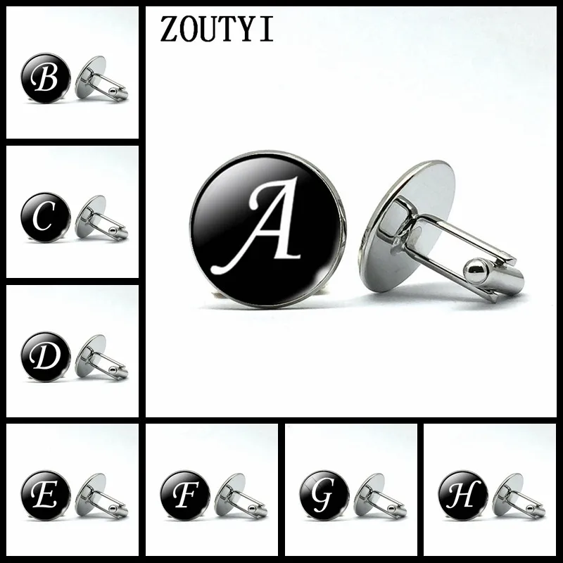 

2018/A-Z single letter cufflinks silver letter cufflinks men's French shirt wedding cufflinks high quality cufflinks.