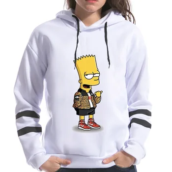 

Female Long Sleeve 2019 Spring Harajuku Korean Style Hooded Fashion Naughty Simpson Print Women Hoodies Sweatshirts