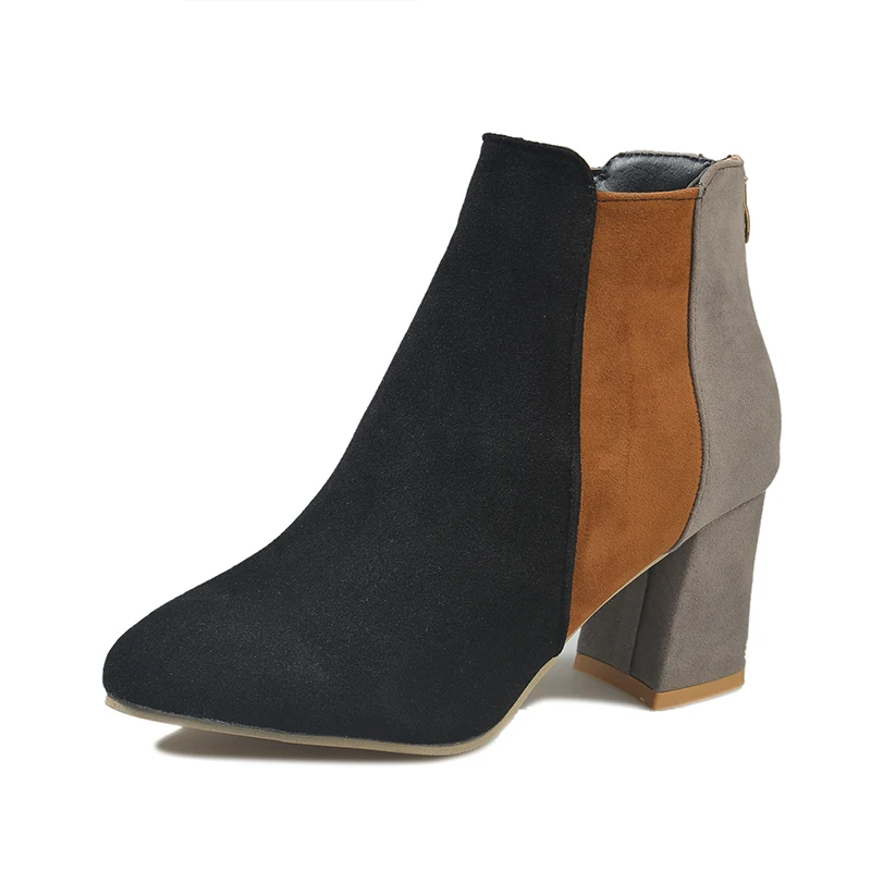 

Women boots 2018 new fashion personality spell color suede breathable shaped with comfort and leisure Martin boots