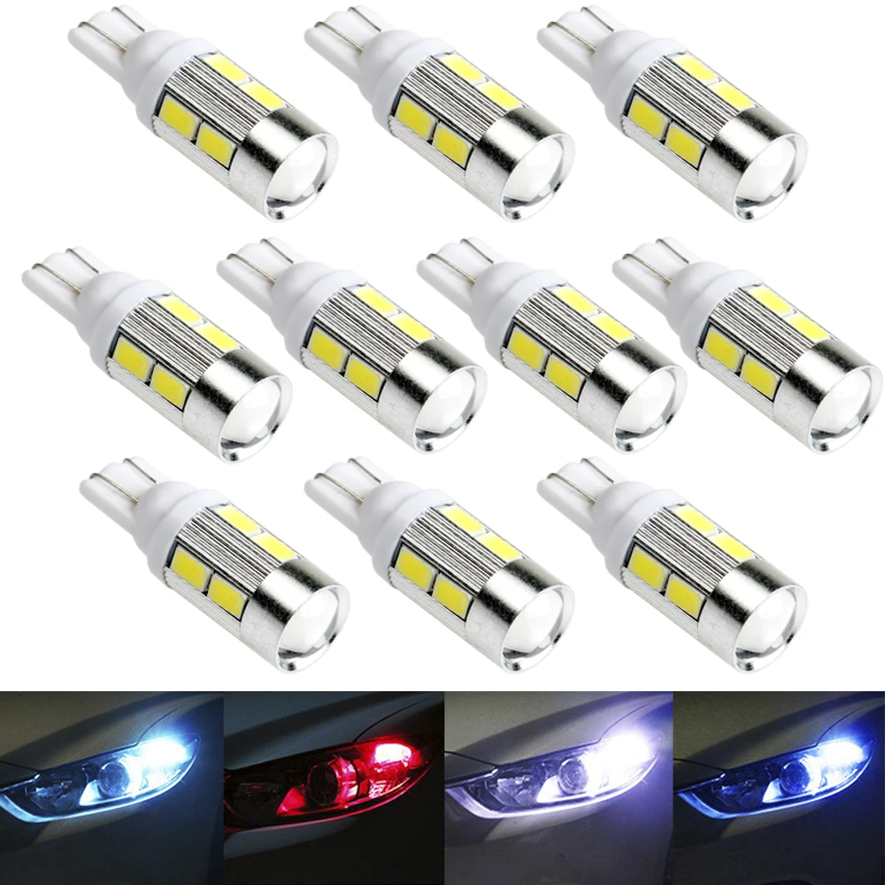 

10Pcs 2016 NEWS!Car Auto LED T10 194 W5W no-Canbus 10 smd 5730 LED Light Bulb No error led light Car styling Free shipping