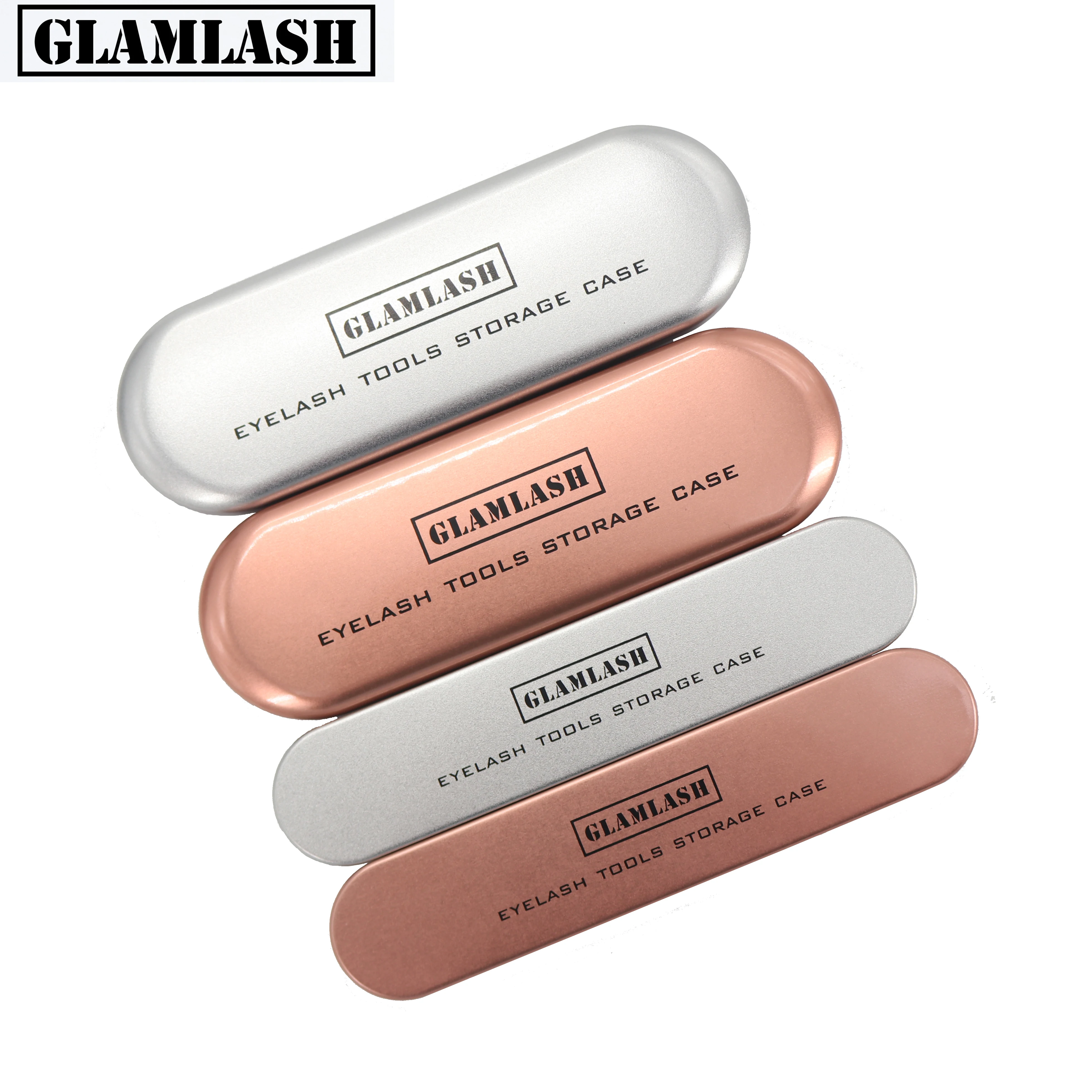 

GLAMLASH Portable Eyelash Tweezer Case Rose Gold/Silver Lash Storage Box Makeup Bag Brushes Pencil Eyeliner Case