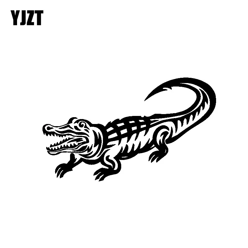 

YJZT 15CM*8.9CM Slender Length Animal Crocodile Alligator Vinyl Decal Original Car Sticker Black/Silver C19-1133