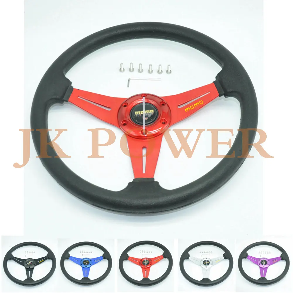 350MM 14 inch PU Racing Aluminum Frame Light Weight Steering Wheel For 6 Hole Steering Wheel Hub