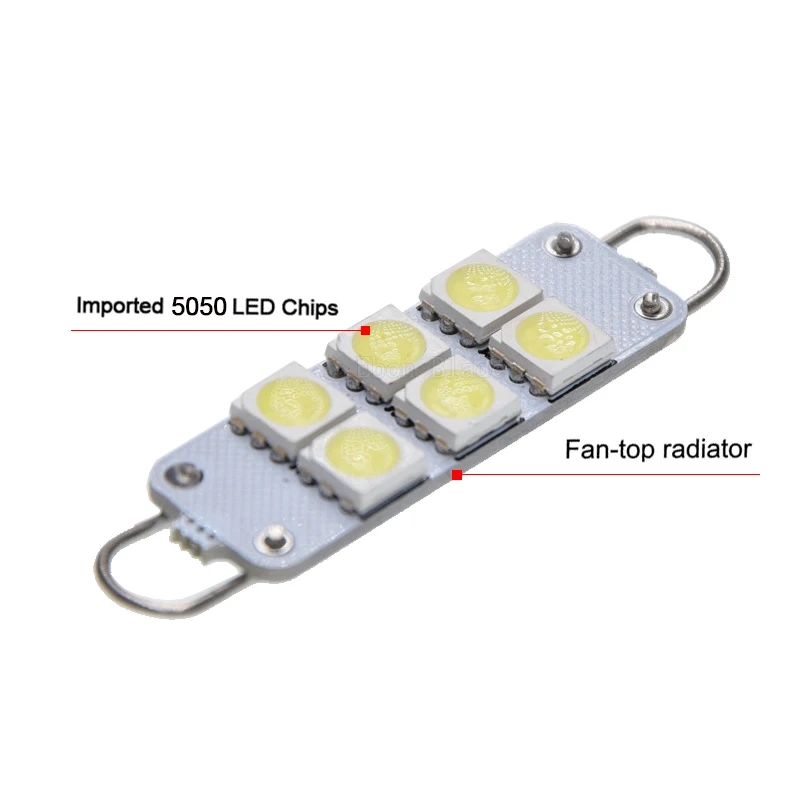 2/4 шт. x 211 2 212 561 562 гирлянда 44 мм 6 SMD 5050 LED Жесткая петля интерьер автомобиля Купол