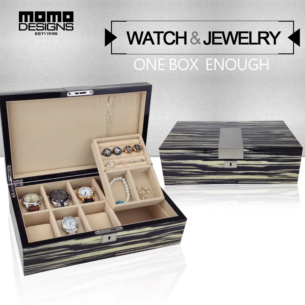 Роскошные деревянные 6 Watch & Jewellery коробка для хранения часы упаковочные Высокое