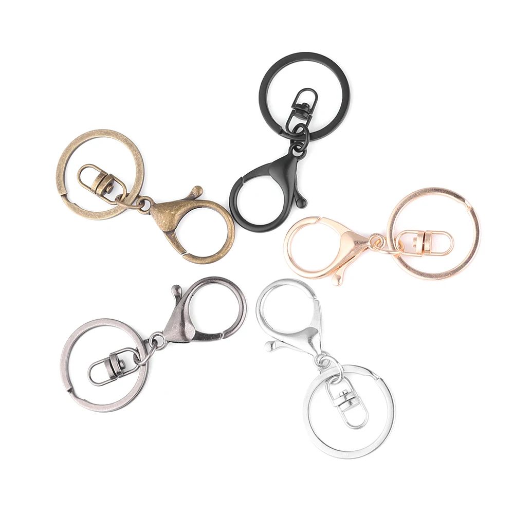 

New 5PC/Set Silver Color Metal Classic Key Chain DIY Bag Jewelry Ring Swivel Lobster Clasp Clips Key Hooks Keychain Split Ring