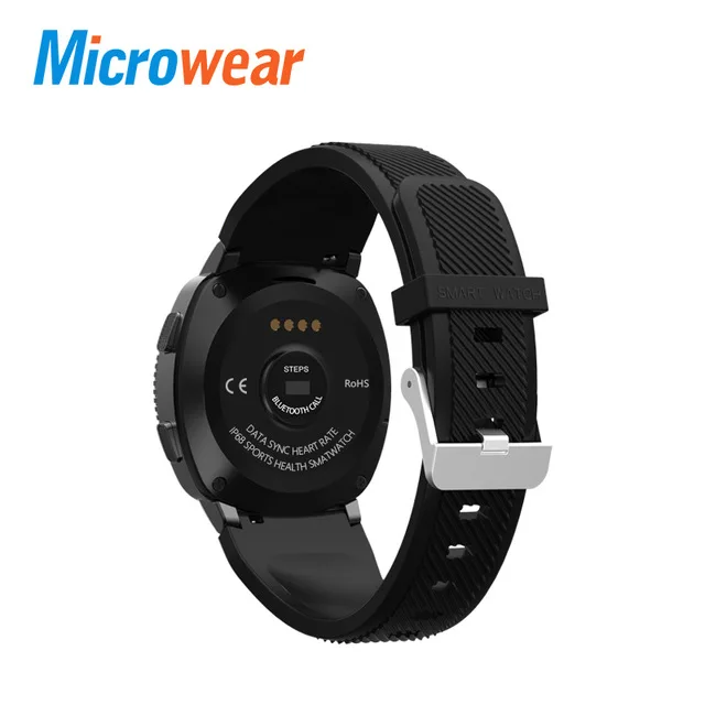 Microwear L2 Смарт-часы smartwatch Bluetooth вызова для плавания Водонепроницаемый IP68 BT трекер сна спортивные часы сердечного ритма сидячий - Цвет: Black Silicone