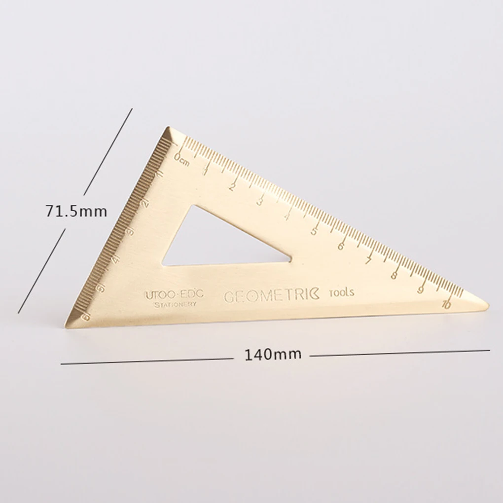 Латунная треугольная линейка 180 градусный транспортир конструкция эскиз геометрический рисунок инструмент для рисования измерительная линейка