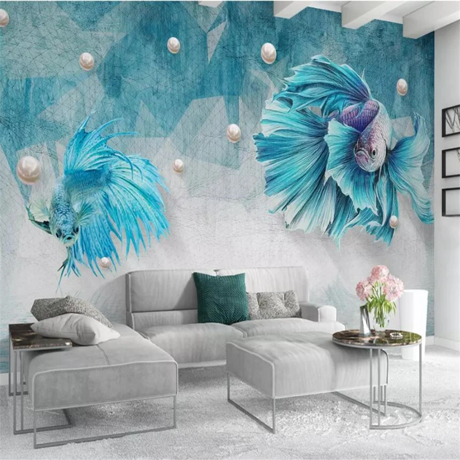 

beibehang Custom wallpaper 3d photo mural dark blue abstract lines guppies jewels background wall papers home decor 3d wallpaper