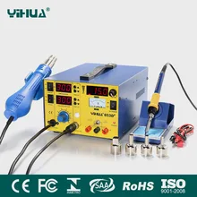 YIHUA 853D+ 3A паяльная станция фена паяльная станция с мощностью 3 в 1 паяльник 110 В или 220 В
