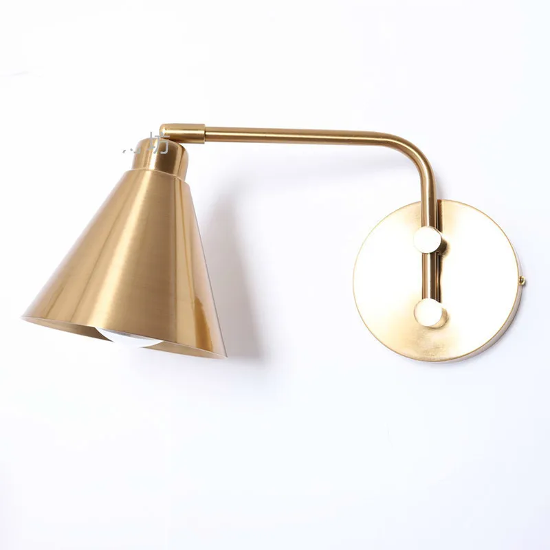 

Postmodern hotel corridor wall lamp retro living room copper simple trumpet wall lamp bedroom bedside lamp LU8201553