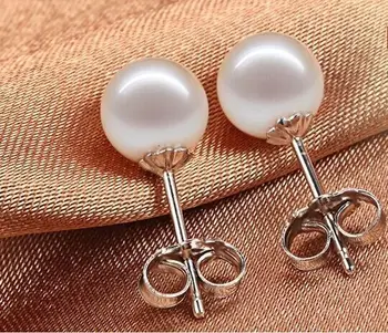 

PAIR OF HUGE 11MM NATURAL SOUTH SEA GENUINE WHITE PEARL STUD EARRING 14k