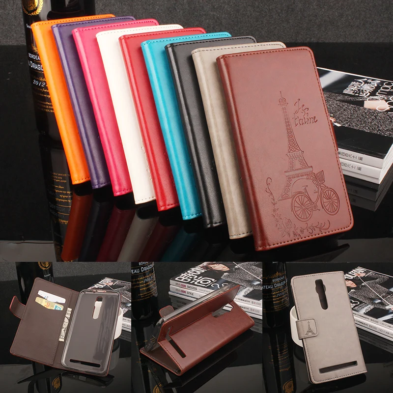 

For Asus Zenfone2 5.5inch Phone Case Folio Flip Premium Pattern PU Leather Wallet Case Card Slots Cover Factory Price tieta