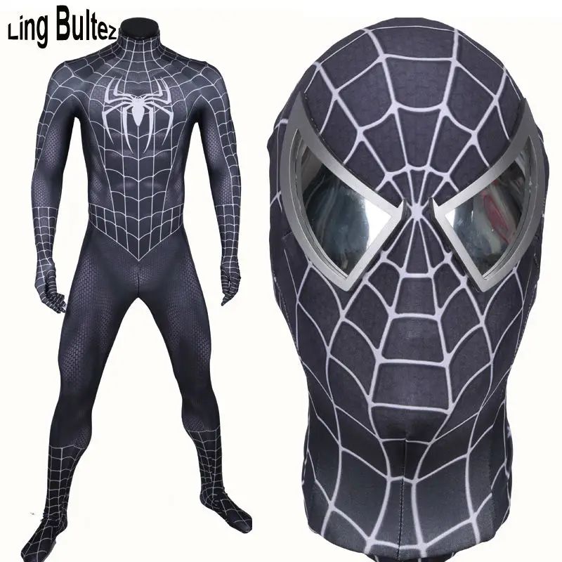 

Ling Bultez High Quality New Arrive Muscle Shade Black Spiderman Costume Black Raimi Spider Man Spandex Suit Black Hero Suit