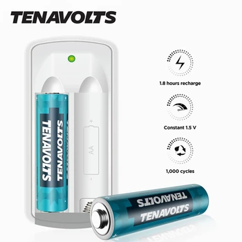 

NANFU TENAVOLTS AA Rechargeable Battery Lithium Li-ion Batteries with Battery Charger Set for Gamepad Remote Control Toys Mouse