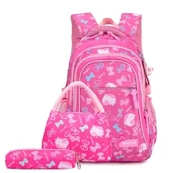 Puimentiua детский школьный рюкзак для девочек 3 шт./компл. школьные рюкзаки с рисунками из мульфильмов водонепроницаемый рюкзак Детская