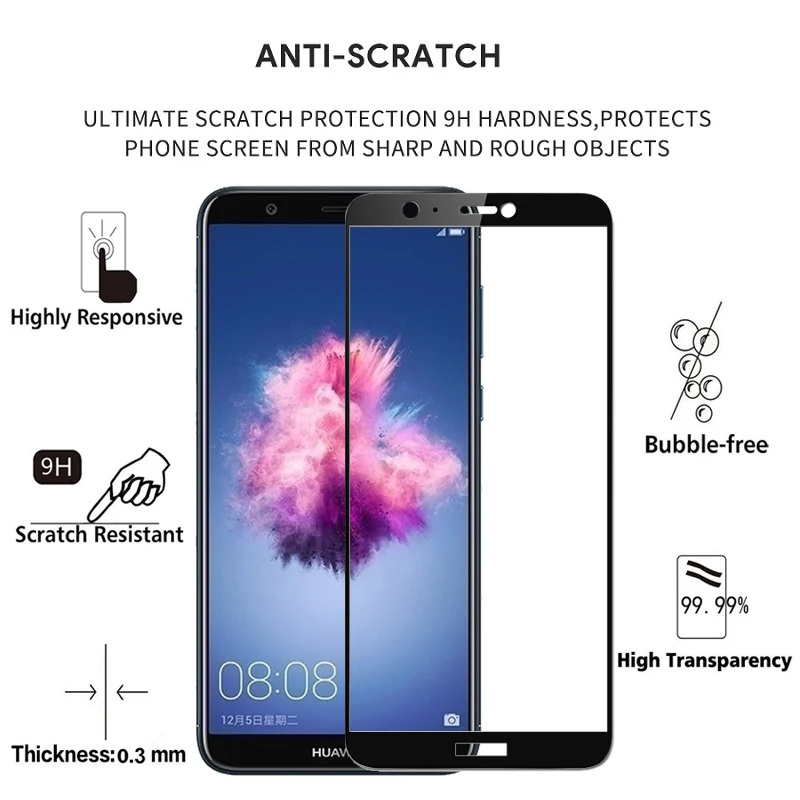 2PCS Tempered Glass For Huawei P Smart glass PSmart Screen Protector Enjoy 7S for Huawei P Smart Film huawey 3D Curved