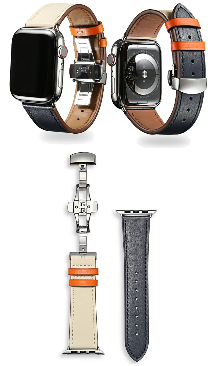 Ремешок для часов для apple watch 4 полосы 44 мм 40 мм, 42 мм, 38 мм, версия пояс бабочка кожаный браслет с пряжкой для наручных часов iwatch, 4/3/2/1