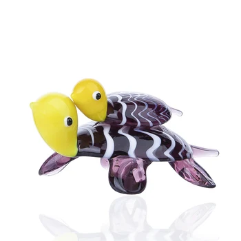 

H&D Cute Sea Turtle Swimming with Baby-Collectible Figurine Statue Murano Glass Blown Artwork Animal Paperweight Gift Home Decor