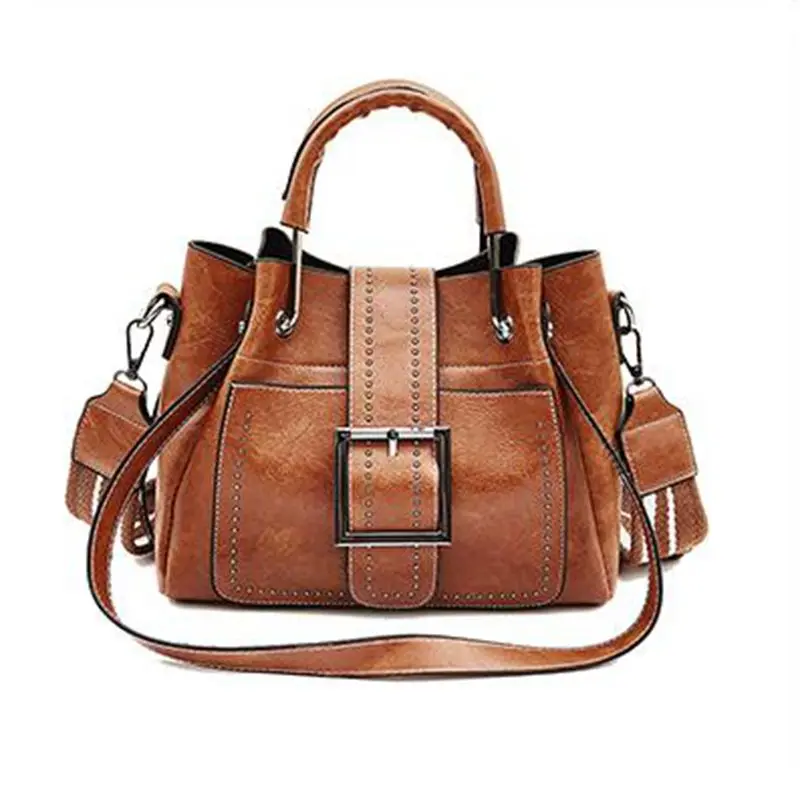 cheap Bags For Women 2019 New Fashion PU Leather Handbags Crossbody Bag For Women Vintage Bucket Shoulder Bag Ladies Handbag Sac Femme