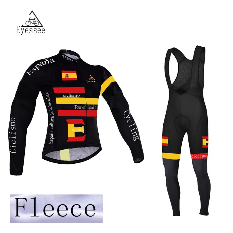 Goedkoop 2018 winter thermische lange mouwen wielertrui Tour de Spanje fleece fiets kleding Eyessee Team Editie fleece fiets kleding