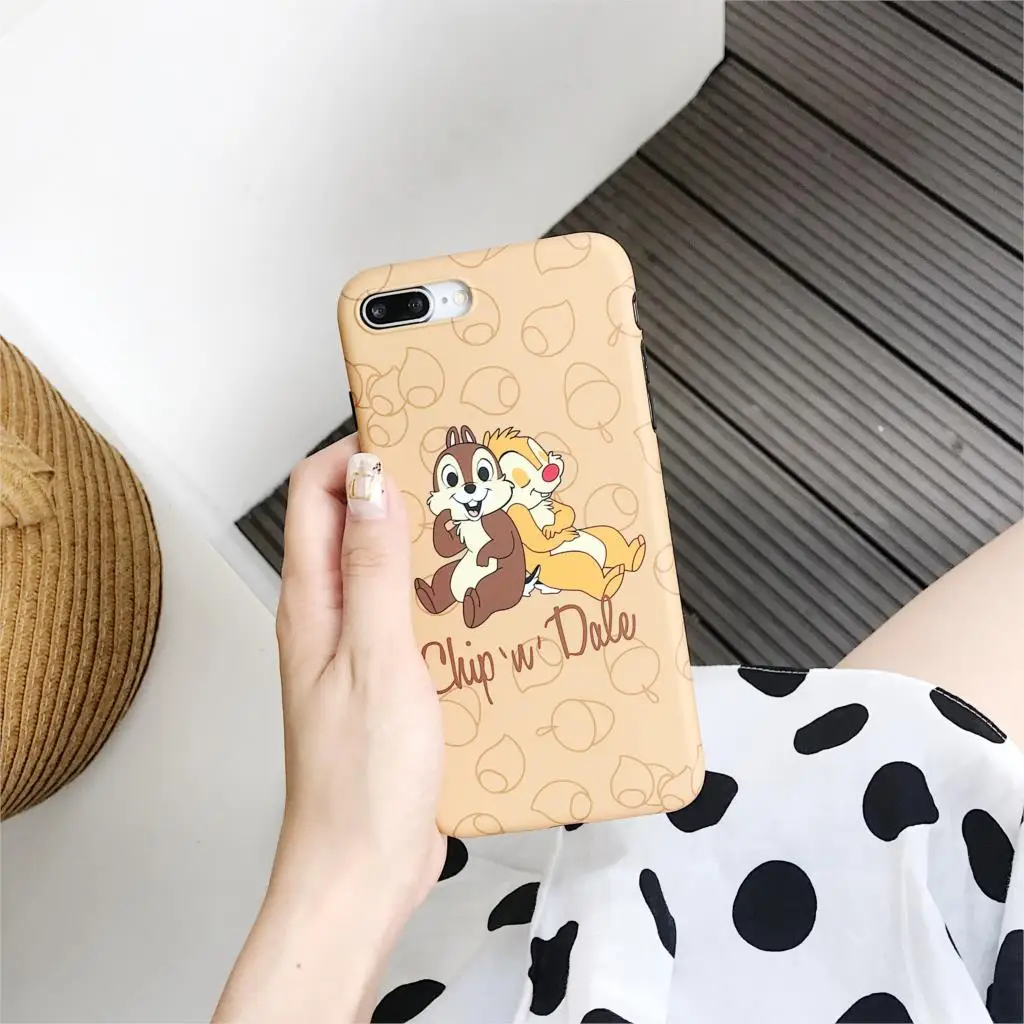 

for Iphone 8 7 6 6s Plus X 10 Xr Xs Max Silicone Phone Cute Cartoon Anime for Disneys Squirrel Chip Dale Couple Cover
