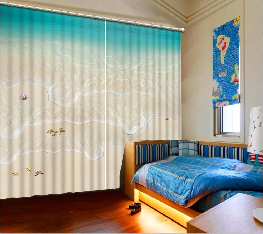 Cool Wave Beach Sheer Curtains Living Room Bedroom Cool Wave Beach Sheer Curtains