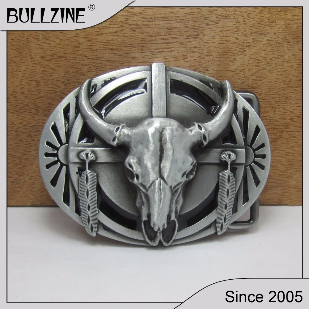 Пряжка для ремня Bullzine western bull с оловянной отделкой FP-02229-1 подходит для ремня шириной 4 см Прямая поставка