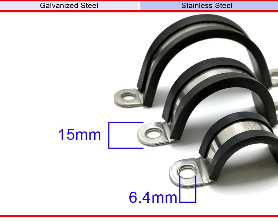 6 мм-200 мм зажим для седла фиксирующий Зажим, 304 из нержавеющей стали C Тип резиновые зажимы, 16 мм Ширина стали, C003