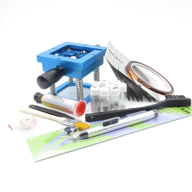BGA rework fixtures Kit 90x90 Universal Reballing Bga Stencil Kit for Laptop Gameconsole 10 pcs Stencil + free Gifts