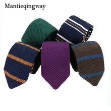 Mantieqingway Men s Suits Knit Tie Plain Necktie For Wedding Party Tuxedo Striped Woven Skinny Gravatas
