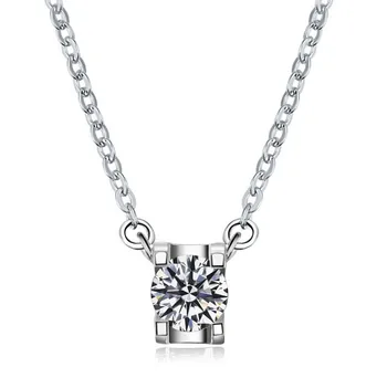 

0.6 Carat Lovely Style Diamonds Engagement Pendant Necklace Solid Sterling Silver Long Chain