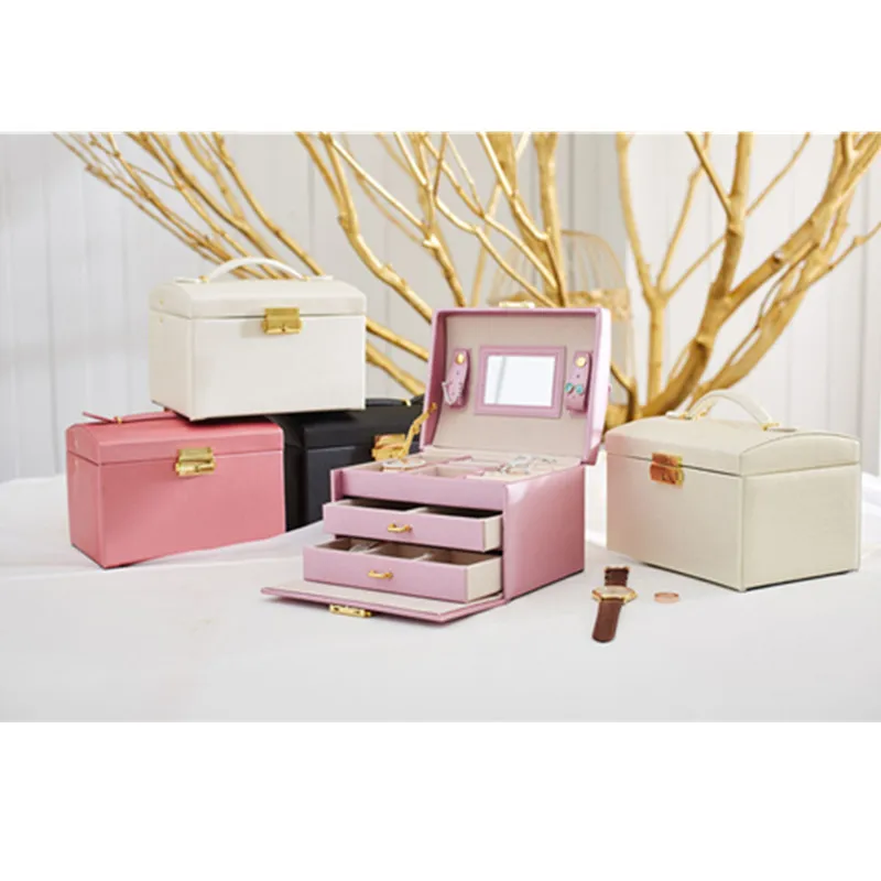 Jewelry Packaging Box Casket Box For Jewelry Exquisite Makeup Case Jewelry Organizer Container Boxes Graduation Birthday Gift