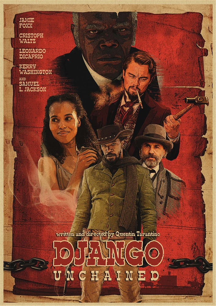 Классический фильм Django Unchained Квентин Тарантино Ретро плакат крафт-бумага кафе домашний декор стен Живопись - Цвет: Черный