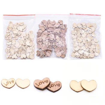 

100/200Pcs Wooden Love Hearts Embellishments Handmade Wood Slices Confetti DIY Craft Wedding Gift Favor Table Scatter Party Deco