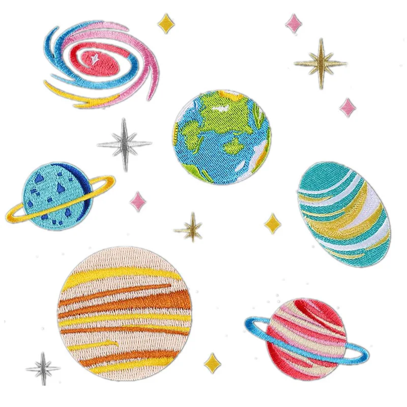 

16pcs Embroidered Space Patch Iron Handicraft DIY Heat Transfer Patches for Clothing Jeans Applique Spaces Badges for Bags