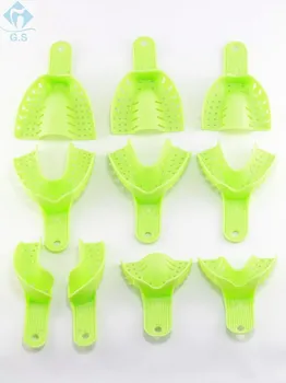 

10 pieces Green No Mesh Impression Tray Full Mouth Tray (large / Medium / Samll)&Anterior Tray & Quadrant Tray