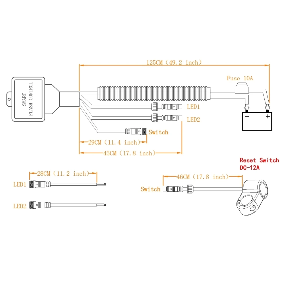 12 В 10A переключатель сброса света мотоцикла водонепроницаемый жгуты проводки управление вспышкой линия группа переключатель для авто автомобиля фара для скутера