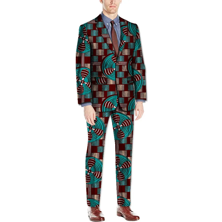 

Customized African Print Blazer And Pant Set Men Blazers Ankara Suit Jacket Festive For Party Handmade African Men Clothing