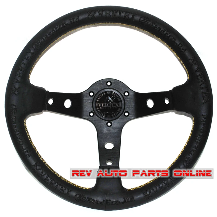 330mm Real Leather Vertex Deep Dish JDM Rally Racing Steering Wheel